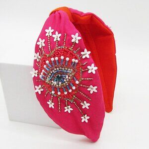 BACK IN STOCK! NEW Pink Red Pearl Sequin Beaded Evil Eye Heart Knot Headband